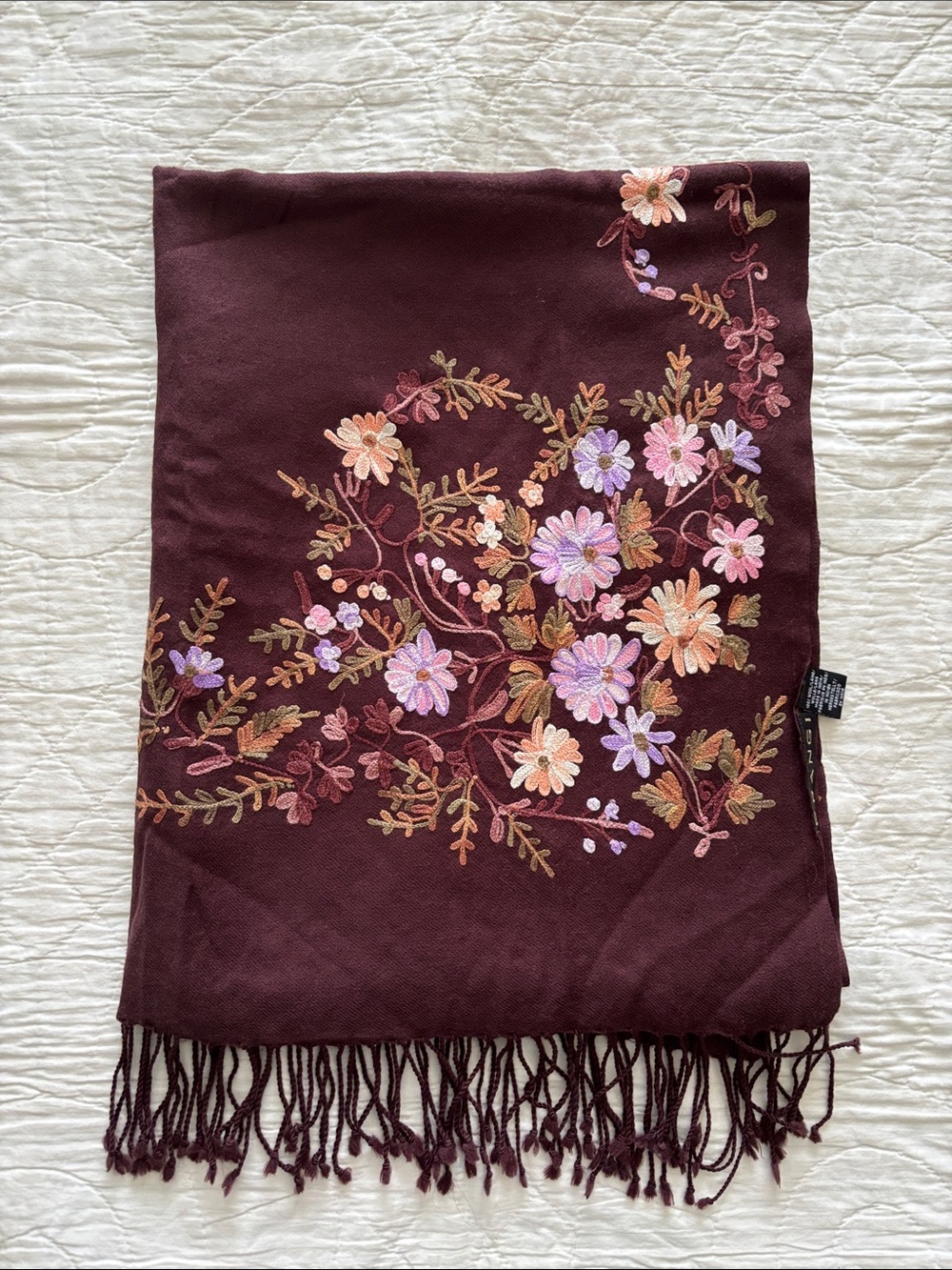 FRANGI Embroidered Wool Scarf Wrap